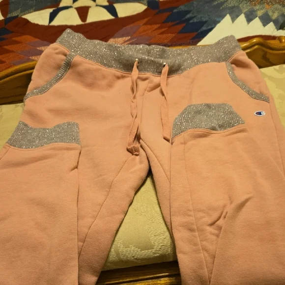 Champion Peach Hoodie And Sweat Pants with Glitter Accents - Picture 2 of 6